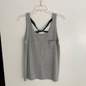 KNT Gray Sleeveless Lacy Top